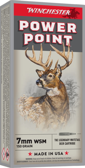 Winchester Super-X RIFLE 7mm Winchester Short Magnum 150 grain Power-Point Brass Cased Centerfire Rifle Ammo 20 Rounds