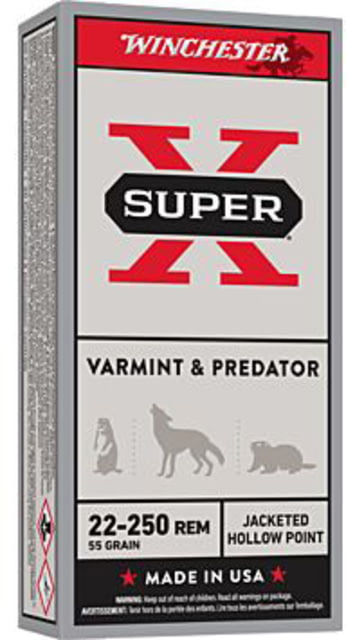 Winchester Super-X Remington 55 Grain Jacketed Hollow Point Rifle Ammo 20 Rounds Brass/Copper