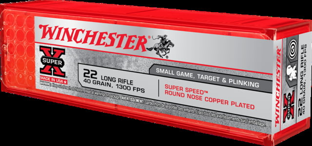 chester Super-X RIMFIRE .22 Long Rifle 40 Grain Copper Plated Lead Round Nose Rimfire 100 Rounds Ammo