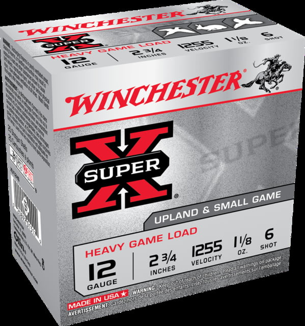 Winchester SUPER-X SHOTSHELL 12 Gauge 1 1/8 oz 2.75in Centerfire Shotgun Ammo, 25 Rounds, XU12H6