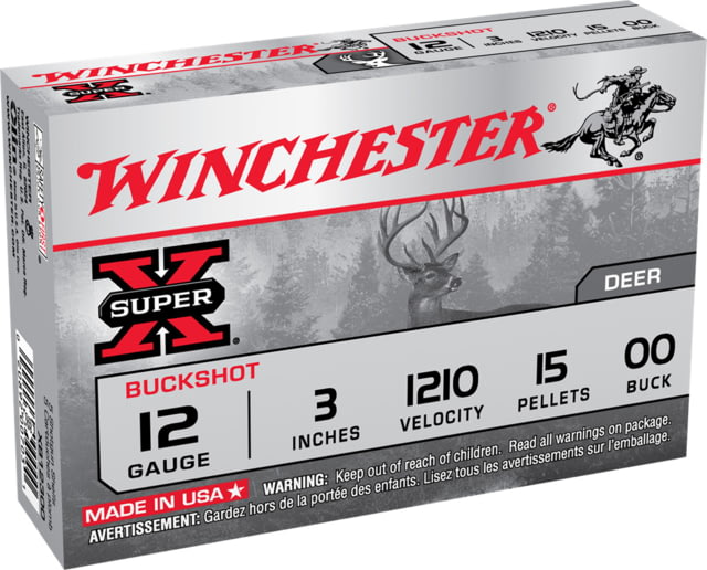 Winchester Super-X Shotshell 12 Gauge 15 Pellets 3in Centerfire Shotgun Buckshot Ammo 15 Rounds chester Super-X Shotshell 12 Gauge 15 Pellets 3in Centerfire Shotgun Buckshot 15 Rounds Ammo