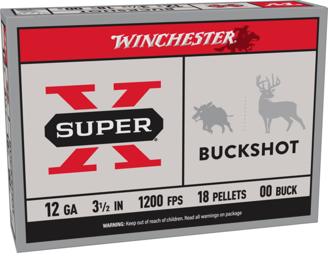 chester Super-X Shotshell 12 Gauge 18 Pellets 3.5in Centerfire Shotgun Buckshot 5 Rounds Ammo