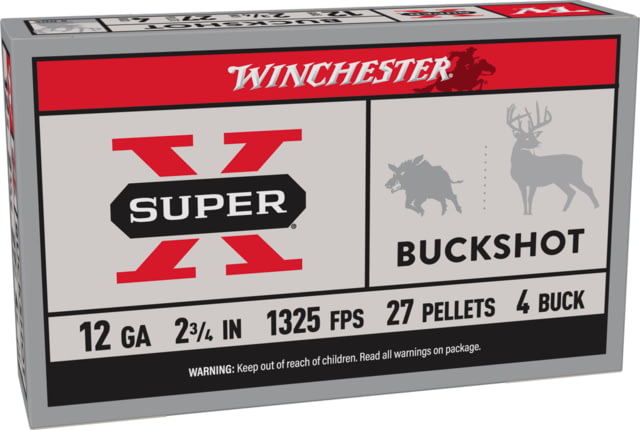 chester Super-X Shotshell 12 Gauge 27 Pellets 2.75in Centerfire Shotgun Buckshot 5 Rounds Ammo