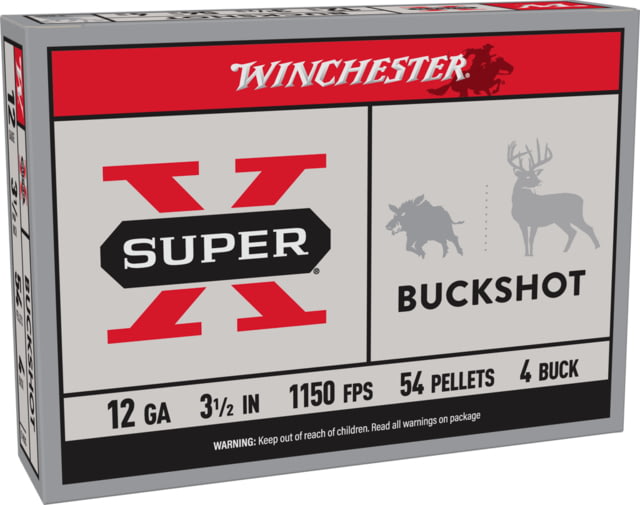 chester Super-X Shotshell 12 Gauge 54 Pellets 3.5in Centerfire Shotgun Buckshot 5 Rounds Ammo