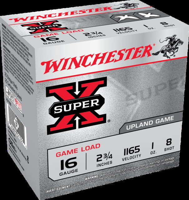chester Super-X Upland 16 Gauge 1oz 2.75in Size 8 Centerfire Shotgun 25 Rounds Ammo