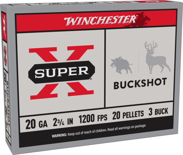 chester Super-X Shotshell 20 Gauge 20 Pellets 2.75in Centerfire Shotgun Buckshot 5 Rounds Ammo