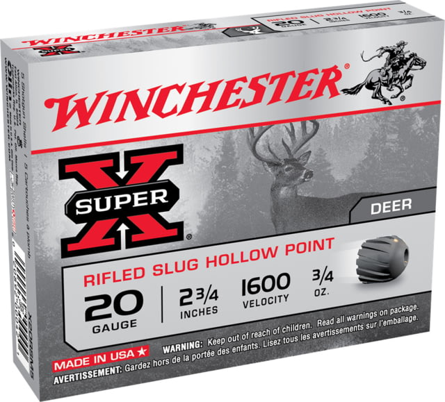 chester Super-X Shotshell 20 Gauge 3/4 Oz 2.75in Centerfire Shotgun Slug 15 Rounds Ammo