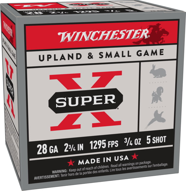 Winchester Super-X Shotshell 28 Gauge 3/4 Oz 2.75in Centerfire Shotgun Ammo 25 Rounds chester Super-X Shotshell 28 Gauge 3/4 Oz 2.75in Centerfire Shotgun 25 Rounds Ammo