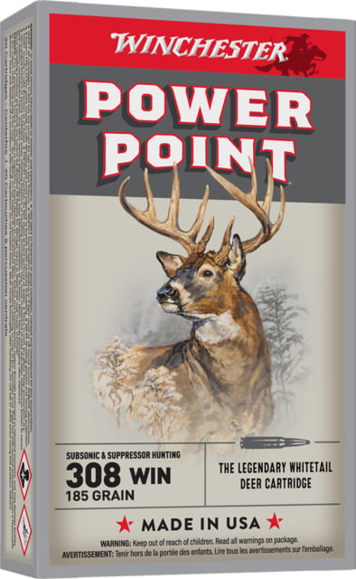 chester SUPER X SUBSONIC EXPANDING .308 Winchester 185 Grain Copper Plated Hollow Point Centerfire Rifle 20 Rounds X308SUBX Ammo