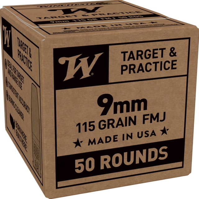Winchester 9mm Luger FMJ Target Ammo 50 Rounds