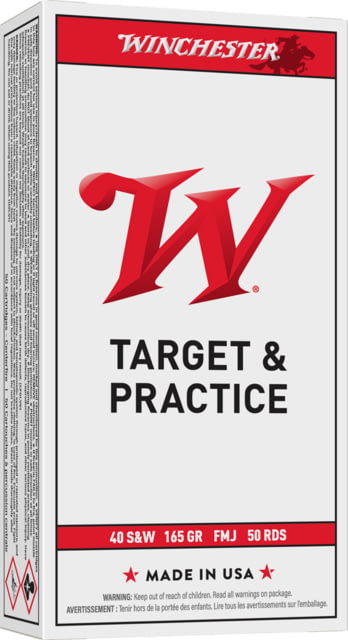 Winchester USA .40 S&W 165 Grain FMJ Brass Case Centerfire Pistol Ammo 50 Rounds Box chester USA .40 S&W 165 Grain FMJ Brass Case Centerfire Pistol 50 Rounds Box Ammo