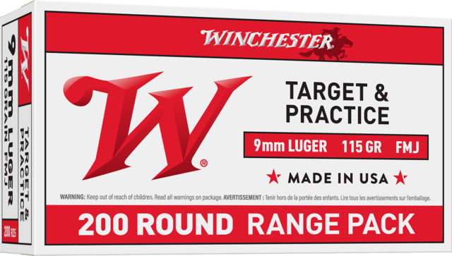 chester USA 9mm Luger 115 Grain Full Metal Jacket Brass Cased Centerfire Pistol 200 Rounds Ammo