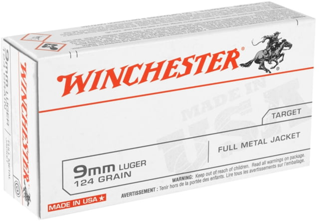 Winchester 9mm Luger 124 Grain FMJ Ammunition