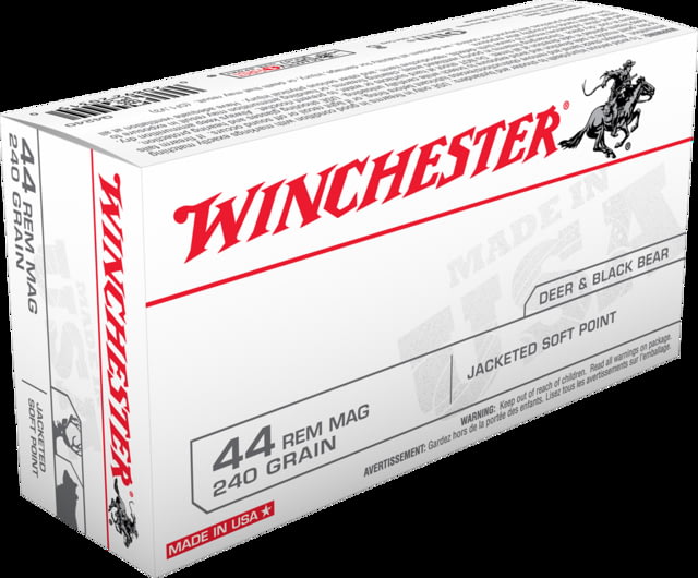 chester USA Handgun .44 Magnum 240 Grain Jacketed Soft Point Brass Cased Centerfire Pistol 50 Rounds Ammo