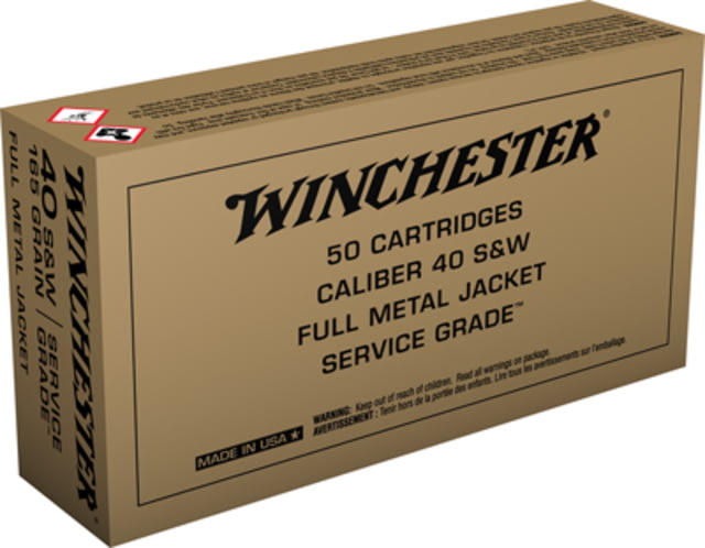 Winchester USA Handgun SERVICE GRADE .40 S&W 165 Grain Full Metal Jacket Centerfire Pistol Ammo 50 Rounds chester USA Handgun SERVICE GRADE .40 S&W 165 Grain Full Metal Jacket Centerfire Pistol 50 Rounds Ammo
