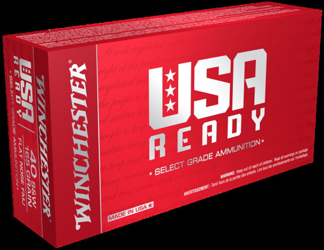 chester USA READY .40 S&W 165 Grain Full Metal Jacket Flat Nose Centerfire Pistol 50 Rounds Ammo