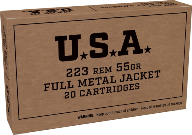chester USA .223 Remington 55 Grain Full Metal Jacket Brass Cased Rifle 20 Rounds Ammo