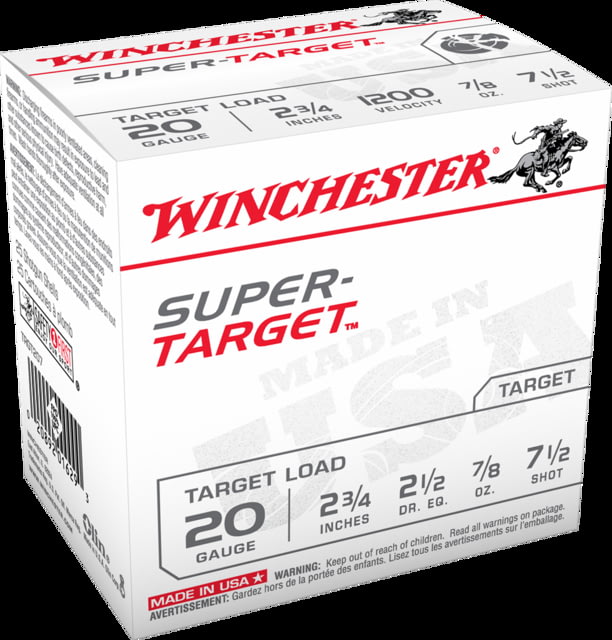 chester USA Shotshell 20 Gauge 7/8 Oz 2.75in Centerfire Shotgun 7.5 100 Rounds Ammo