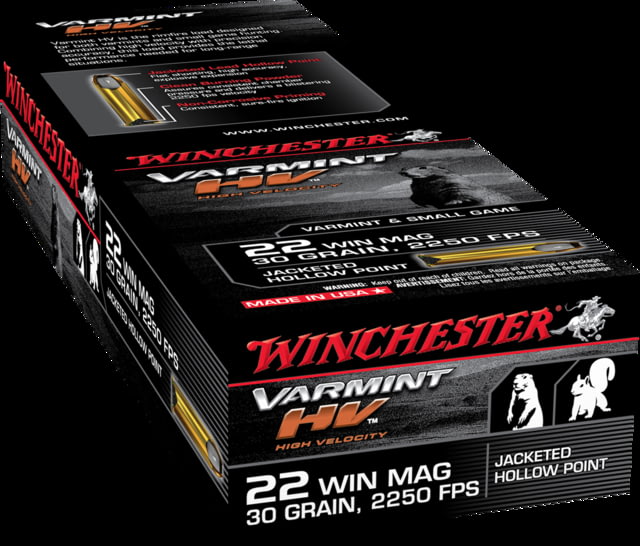 chester Varmint HV .22 Winchester Magnum Rimfire 30 Grain Jacketed Hollow Point Brass Cased Rimfire 50 Rounds Ammo