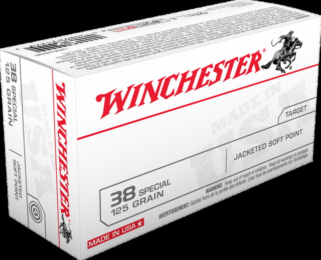 chester .38 Special 125 Grain Jacketed Flat Point Brass Cased Centerfire Pistol 50 Rounds Ammo