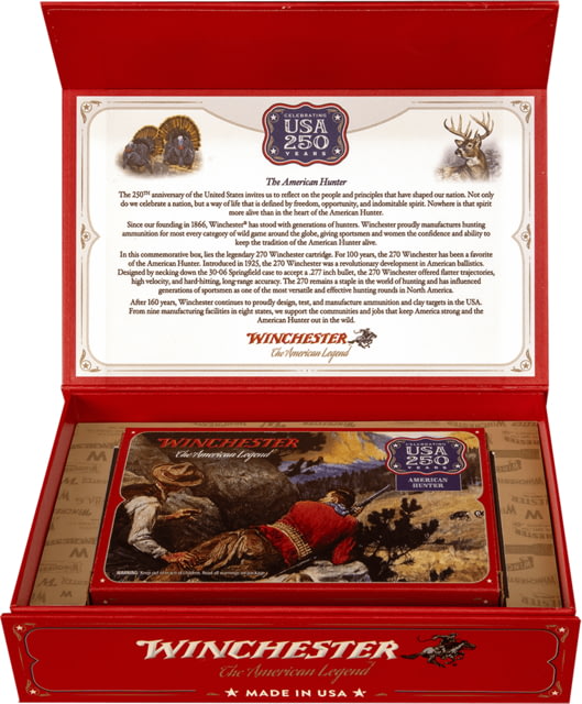 chester Winchester Super-X 250Th Anniversary .270 Winchester 150 Grain Jacketed Soft Point Brass Cased Rifle 20 Rounds Ammo