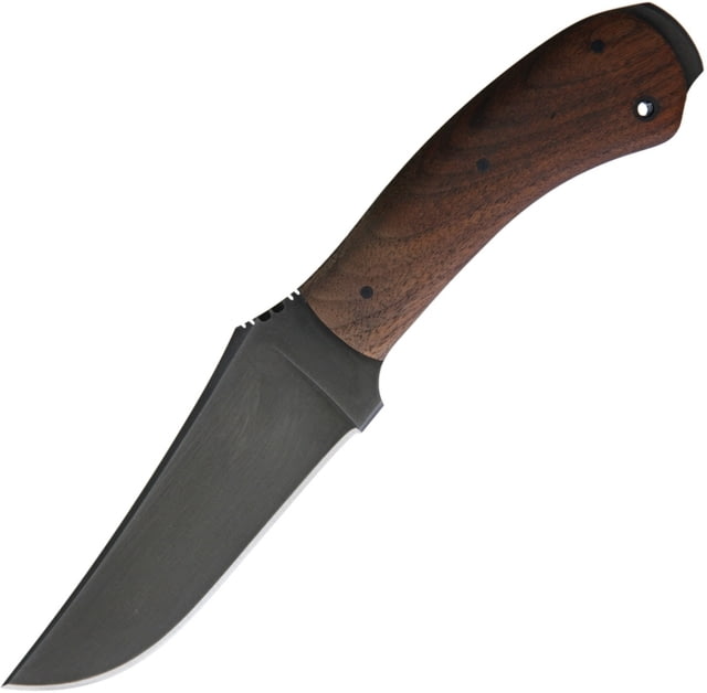 Winkler Crusher Belt Knife 9.5in Overall 4.75in Black Oxide Coated 80Crv2 Carbon Steel Clip Point Blade Walnut Handle Kydex Lined Sheath Brown Leather - Winkler