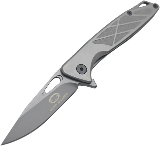 WithArmour Finches Linerlock Folding Knife 3" satin finish 440C stainless blade Gray stainless handle - Witharmour