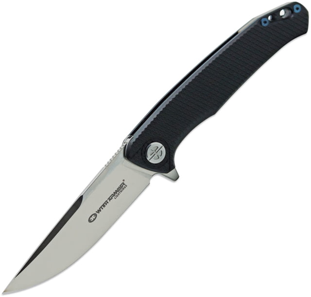 WithArmour Flint Linerlock Folding Knife 3.5" satin finish D2 tool steel blade Black textured G10 handle - Witharmour