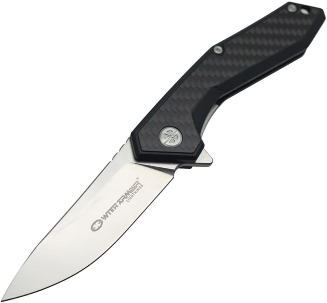 WithArmour Gent Framelock G10/CF Folding Knife 3.38" satin finish D2 tool steel blade Black G10 handle with carbon fiber onlay - Witharmour