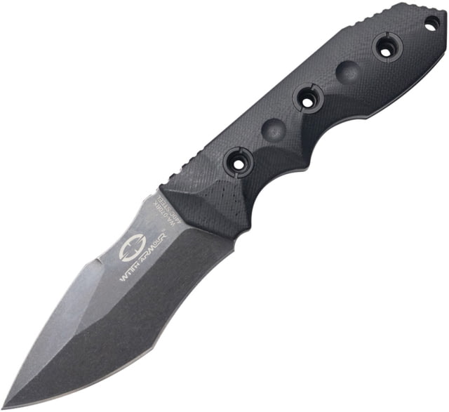 WithArmour Needle Fixed Blade Knife 4" black stonewash finish 440C stainless blade Black finger grooved G10 handle - Witharmour