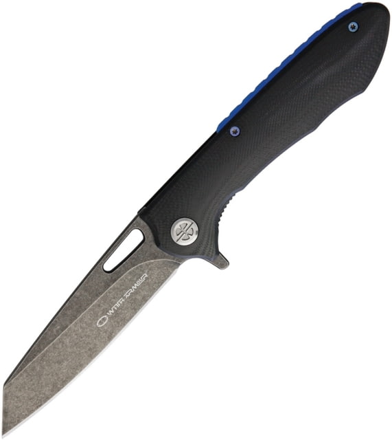 WithArmour Sheepfoot Linerlock Folding Knife 4.5in Closed 3.5in Black Stonewash D2 Tool Steel Blade Black G10 Handle Thumb Pull Pocket Clip - Witharmour
