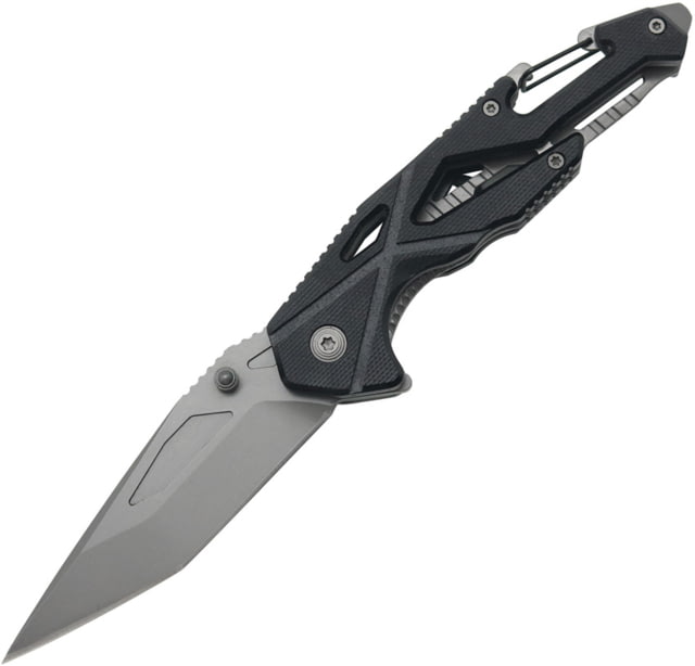 WithArmour Spider Linerlock Black Folding Knife 3.13" tumbled finish 440C stainless tanto blade Black G10 handle - Witharmour