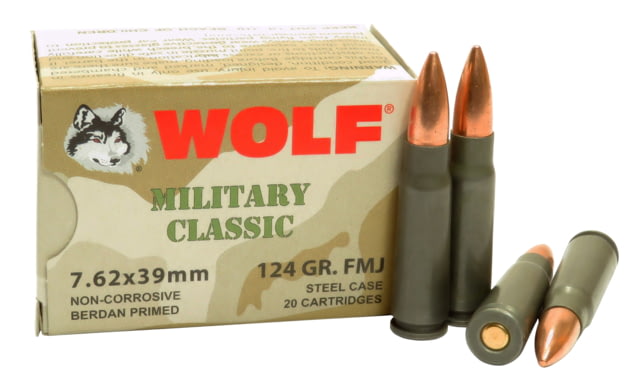f Military Classic Centerfire Rifle 7.62x39mm 124 Grain Full Metal Jacket BiMetal Case 20 Rounds BX Ammo