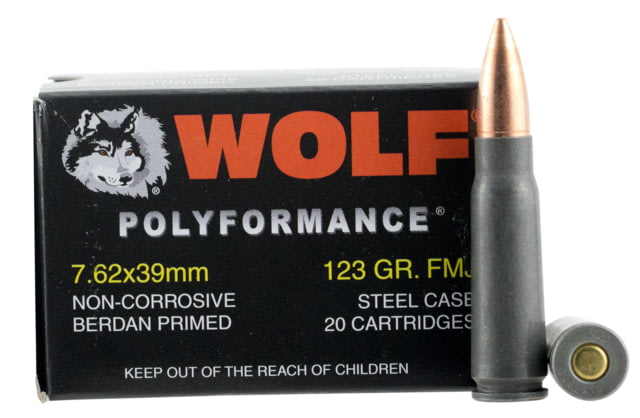 f Polyformance Centerfire Rifle 7.62x39mm 123 Grain Full Metal Jacket BiMetal Case 20 Rounds Ammo