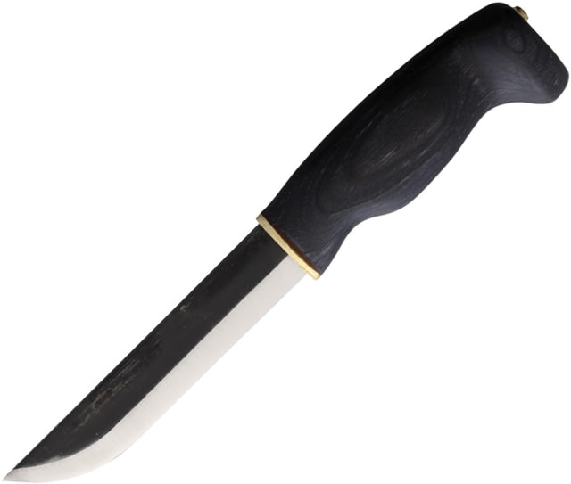 Wood Jewel Bearleuku Black Fixed Blade Knife 10.5in Overall 5.75in Carbon Steel Blade Black Plywood Handle Leather Sheath 23KL MU - Wood Jewel
