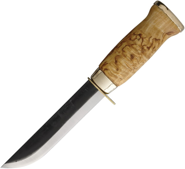 Wood Jewel Bearleuku Curly Fixed Blade Knife 10.5in Overall 5.75in Carbon Steel Blade Curly Birch Handle Leather Sheath - Wood Jewel