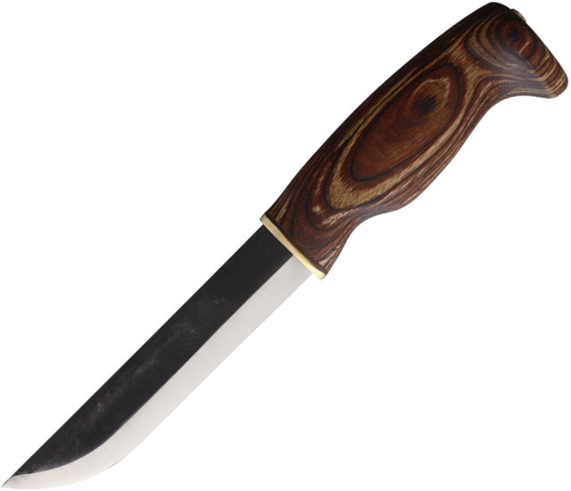 Wood Jewel Bearleuku Plywood Knife 10.5in Overall 5.75in Carbon Steel Blade Brown Plywood Handle Leather Sheath 23KL RU - Wood Jewel