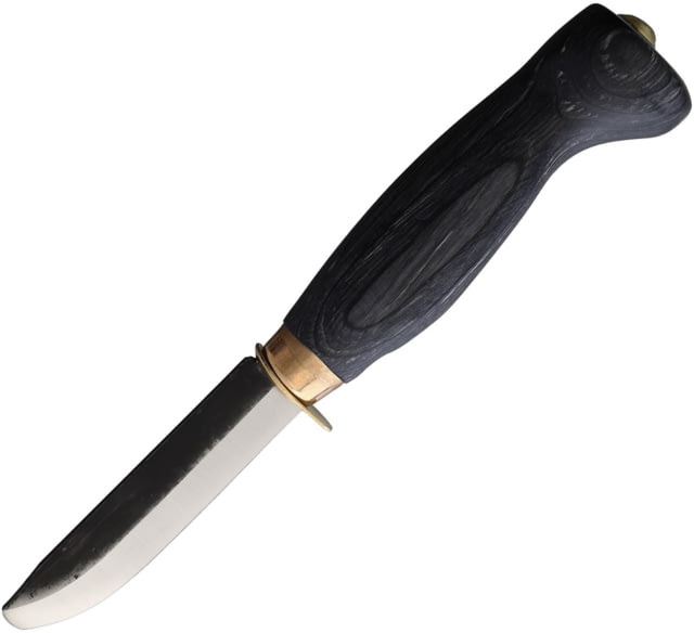 Wood Jewel Child's First Knife 7.25in Overall 3in Carbon Steel Blunt Tip Blade Black Plywood Handle Leather Sheath 23PP-ENSI-BLACK - Wood Jewel