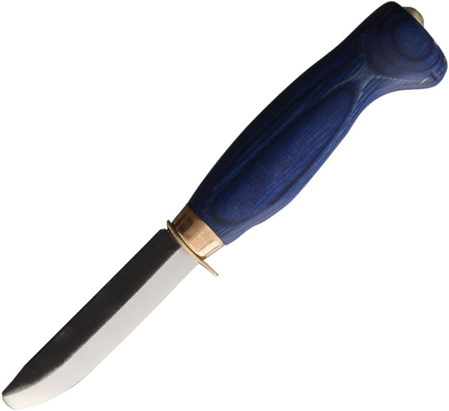 Wood Jewel Child's First Knife 7.25in Overall 3in Carbon Steel Blunt Tip Blade Blue Plywood Handle Leather Sheath 23PP-ENSI-BLUE - Wood Jewel