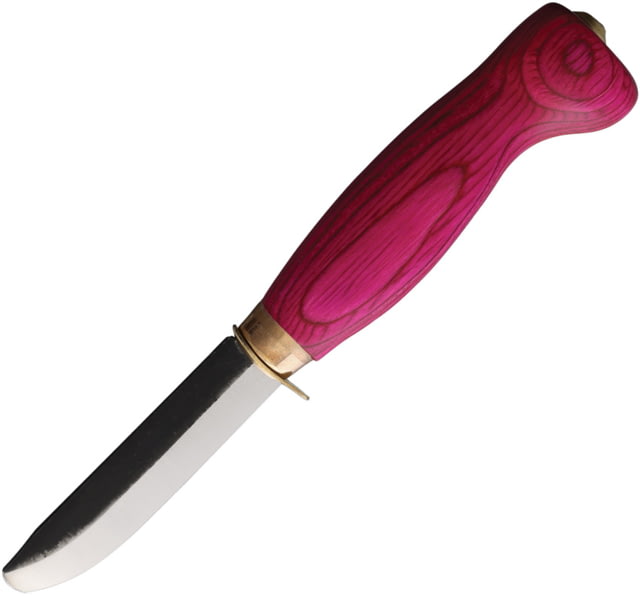 Wood Jewel Child's First Knife 7.25in Overall 3in Carbon Steel Blunt Tip Blade Pink Plywood Handle Leather Sheath 23PP-ENSI-PINK - Wood Jewel