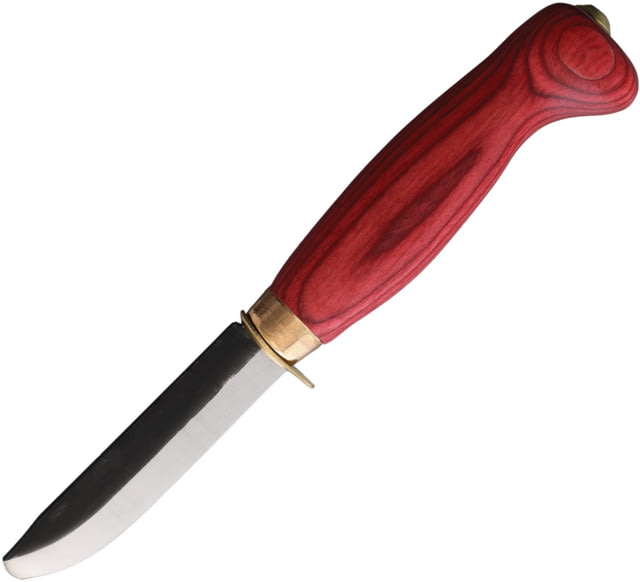 Wood Jewel Child's First Knife 7.25in Overall 3in Carbon Steel Blunt Tip Blade Red Plywood Handle Leather Sheath 23PP-ENSI-RED - Wood Jewel