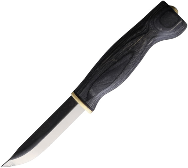 Wood Jewel Black Plywood Fixed Blade Knife 7.5in Overall 3.25in Carbon Steel Blade Black Plywood Handle Leather Sheath - Wood Jewel