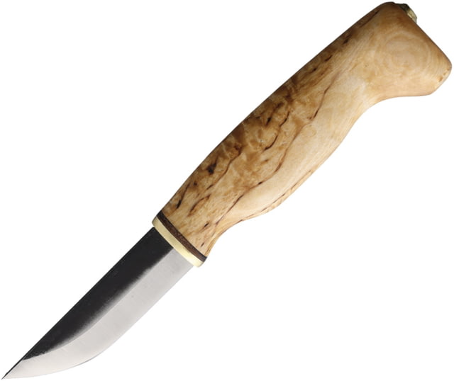 Wood Jewel 7.5in Curly Birch Fixed Blade Knife 7.5in Overall 3in Carbon Steel Blade Curly Birch Handle Leather Sheath - Wood Jewel