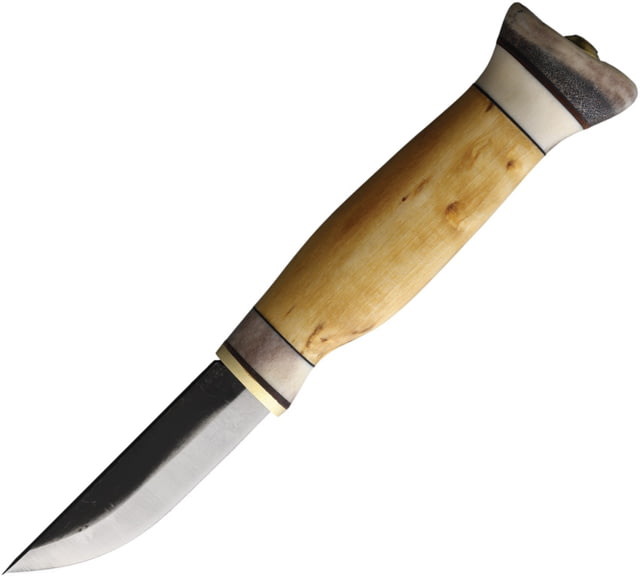Wood Jewel 7.75in Curly Birch Fixed Knife 7.75in Overall 3in Carbon Steel Blade Curly Birch Handle Leather Sheath - Wood Jewel