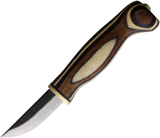 Wood Jewel 6.75in Zebra Fixed Blade Knife 6.75in Overall 2.38in Carbon Steel Blade Zebra Wood Handle Leather Sheath - Wood Jewel