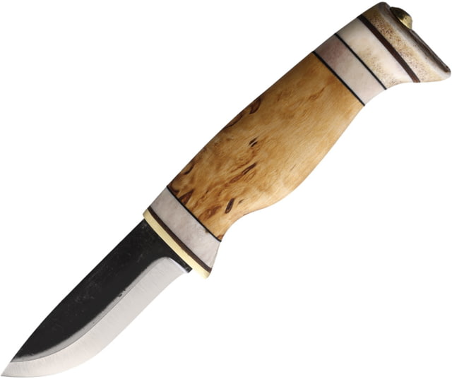 Wood Jewel Lapland Knife 7.75in Overall 3.25in Carbon Steel Blade Curly Birch Handle Leather Sheath - Wood Jewel