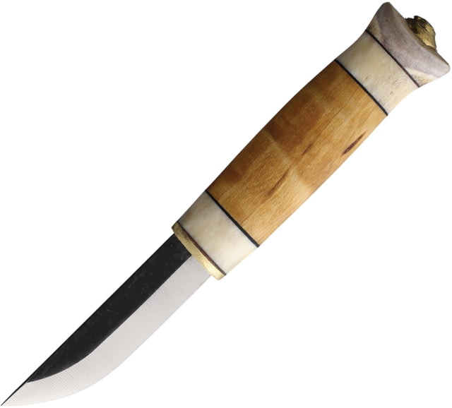 Wood Jewel 5.25in Curly Birch Little Knife 5.25in Overall 2.25in Carbon Steel Blade Curly Birch Handle Leather Sheath - Wood Jewel