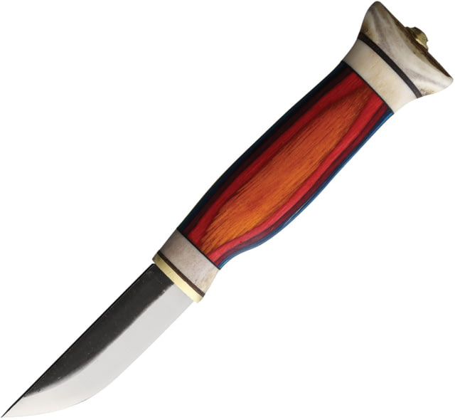 Wood Jewel 7.75in Northern Lights Fixed Blade Knife 7.75in Overall 3in Carbon Steel Blade Rainbow Color Wood Handle Leather Sheath - Wood Jewel