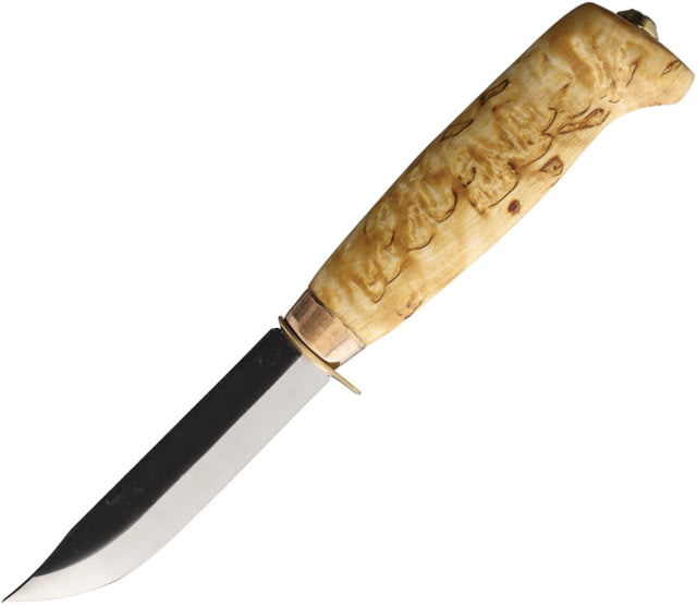 Wood Jewel Scout Birch Birch Fixed Blade Knife 7.5in Overall 3.5in Carbon Steel Blade Curly Birch Handle Leather Sheath - Wood Jewel