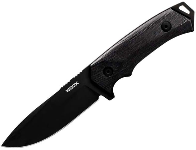 WOOX Rock 62 Fixed Blade Knife 4.25 in Drop Point Mil-Spec Black Sleipner Steel Blade Plain American Walnut Handle Phantom Black - Woox
